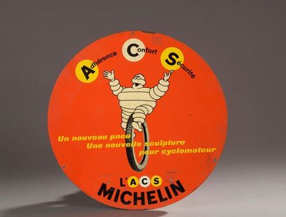 null Plaque émaillée double face l'ACS Michelin 
Diam : 46,5 cm, manques
