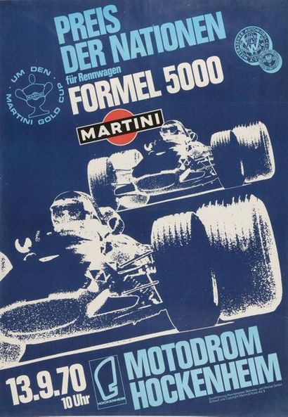 null Lot de cinq affiches entoilées comprenant : 
- Nürburgring, 1969
- Hockenheim,...