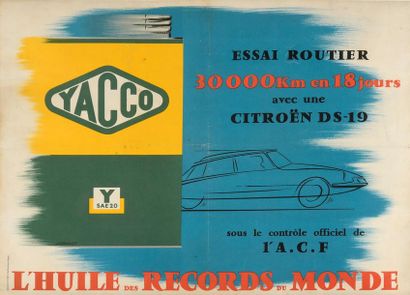 null YACCO 
Deux affiches entoilées, DS 19 et Citroën 8 CV 
58 x 77 cm et 80 x 58...
