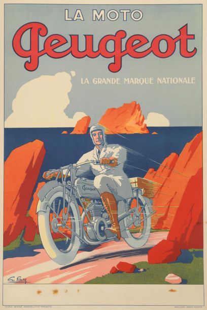 null C. FAIRE (XIX - XXe siècle) 
La moto Peugeot, Gaillard, Paris - Amiens, piqûres...