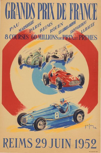 null Grand Prix de France, Reims 1952
Schuster imprimeur, signé
59,5 x 39 cm, en...