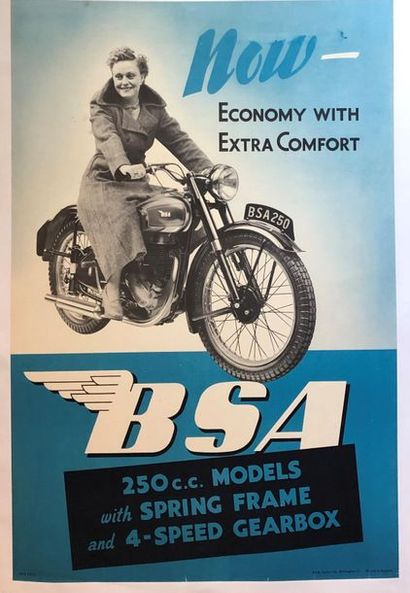 null Lot de quatres affiches BSA, entoilées : 
- "Fred RIST" 
- "Moto - Cross Champions...