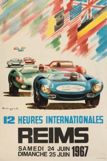 null Lot d'affiches entoilées, comprenant :
- 24 Heures du Mans, 1968
- 12 Heures...