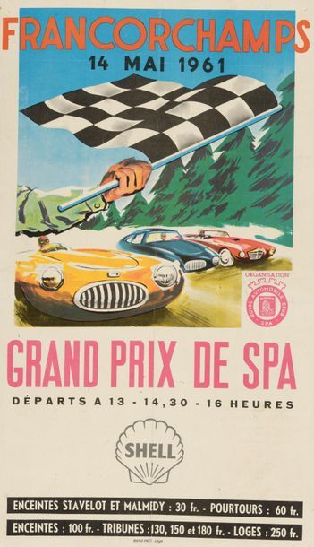 null Trois affiches entoilées, Grand Prix de SPA, Belgique :
- "24 Heures de Francorchamps"...