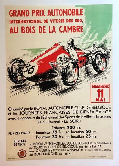 null Trois affiches entoilées, Grand Prix de SPA, Belgique :
- "24 Heures de Francorchamps"...