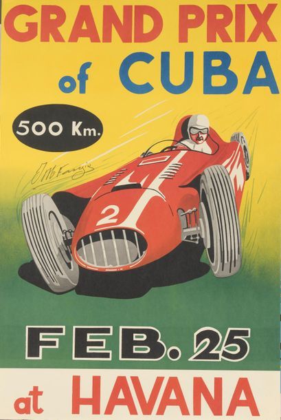 null Lot d'affiches, en l'état, certaines entoilées, comprenant : 
GP de Cuba, signée...