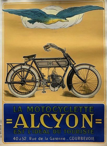 null ALCYON 
"La motocyclette est l'idéal du touriste"
Imprimerie Pichot Paris 
Entoilée,...