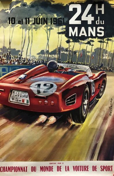 null Lot d'affichettes 24 Heures du Mans 
De 1960 à 1969, dont Beligond
Environ 60x40...