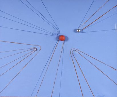null Valentin CRIADO (1931-2010)
Galaxie bleu sur trajectoire
Acrylique et boules...