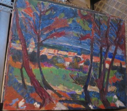 null André BEAUCE (1911-1974)
Vue de village à travers les arbres
Huile sur toile.
Signée...