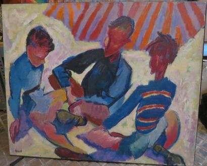 null André BEAUCE (1911-1974)
Les enfants sous le parasol
Huile sur toile.
Signée...