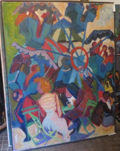 null André BEAUCE (1911-1974)
La grande roue à la fête foraine
Huile sur toile.
Signée...