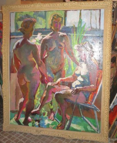 null André BEAUCE (1911-1974)
Les trois modèles nus
Huile sur toile.
Signée en bas...