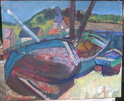 null André BEAUCE (1911-1974)
Les Bateaux sur la grève, 1965
Huile sur toile.
Signée...