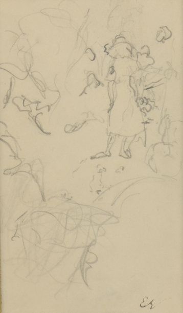 null Entourage d'Édouard VUILLARD (1868-1940)
Etude de personnages
Crayon sur papier.
Monogrammé...
