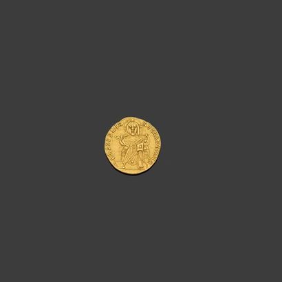 null BASILE Ier (867-886) et CONSTANTIN

Solidus. Constantinople. 4,40 g.

Le Christ...