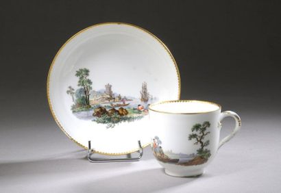 null GERMANY, MEISSEN, 18th century

Mug and saucer with polychrome decoration on...