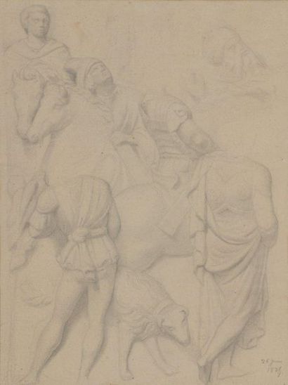 null Attributed to Hippolyte FLANDRIN (1809-1864)

Study of ancient figures and horsemen

Black...