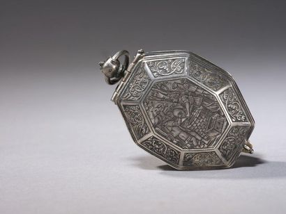 null silver watch engraved octagonal, rectangular 

in the taste of the end of the...
