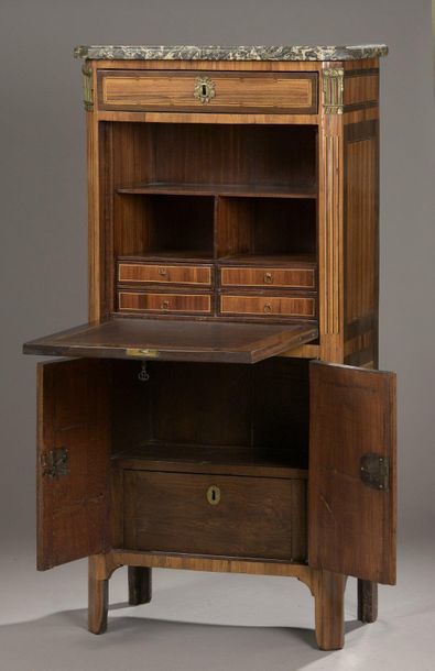 null Secretary with rosewood flap in amaranth frames, opening to one drawer, one...