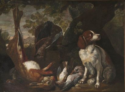 null Attributed to Franz Werner VON TAMM (1658-1724)

Dog and cat in front of a hunting...