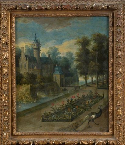 null École HOLLANDAISE vers 1730, suiveur de Jan WEENIX

Jardin dans un grand parc

Cuivre.

26,5...