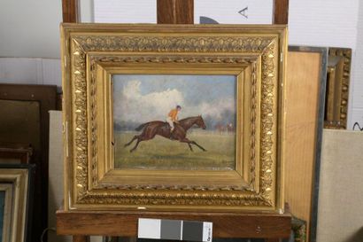 null John GRANT (19th century) 

Jockey on horseback, 1895

Oil on panel.

Signed...