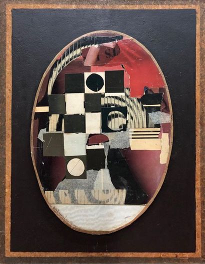 null E.R. RAIMBAULT (XX)
Collage cubiste sur panneau, signé et daté 1988 en bas à...