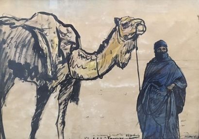 null Paul Elie DUBOIS (1886-1949)
Touareg et son chameau
Encre et aquarelle sur papier,...