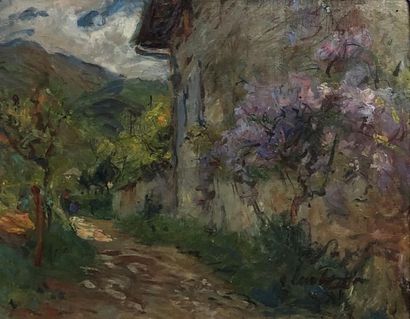 null Joseph LAMBERTON (1867-1943)
Paysage à la maison et aux lilas
Huile sur panneau
Signé...