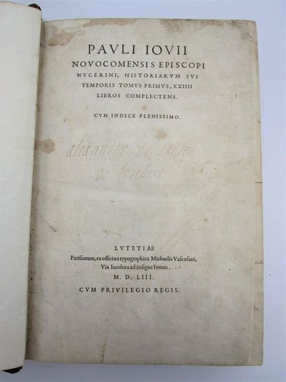 null Paulii Jovii [Paul Jove]. - Historiarum sui temporis. Tomus primus, XXIIII libros...