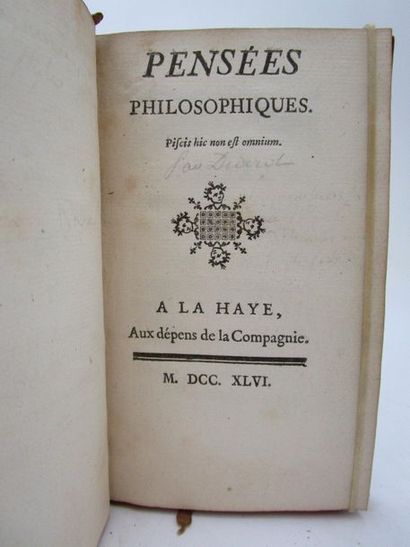 null [Diderot, Denis]. - Pensées philosophiques. A La Haye, Aux dépens de la compagnie,...