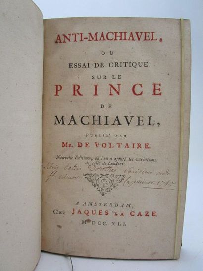 null Frédéric II - Voltaire. - Anti-Machiavel ou essai de critique sur le Prince...
