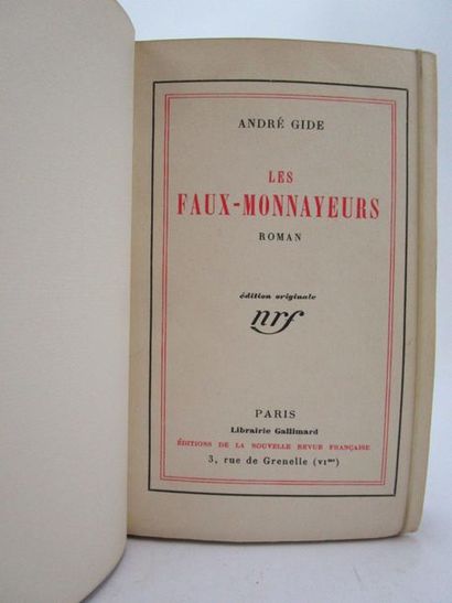 null Gide, André. - Les Faux Monnayeurs. Paris, NRF, 1925. In-16 double-couronne...