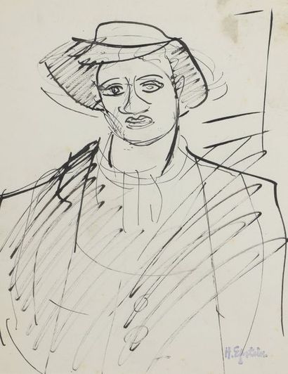  Henri EPSTEIN (1891/1892-1944) 
Lot of two dessins : 
 
- PORTRAIT OF A MAN IN...