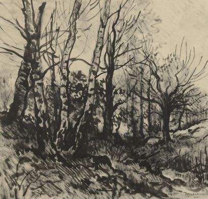  René DEMEURISSE (1894-1962) 
Trees, 1944 
Chinese ink 
Signed and dated (bottom...