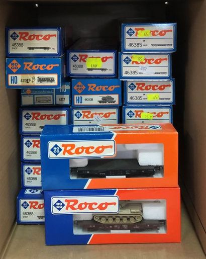 null ROCO (bo) : lot de wagons marchandises et voitures voyageurs SNCF , réf. 46385...