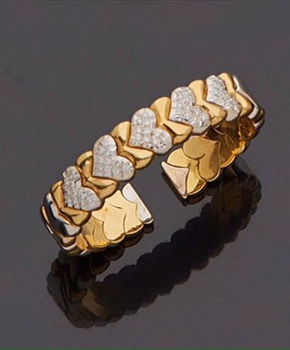 Bracelet open bezel in two-tone gold, 18k...