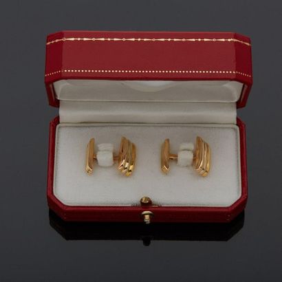 CARTIER 
Pair of cufflinks in two-tone gold,...
