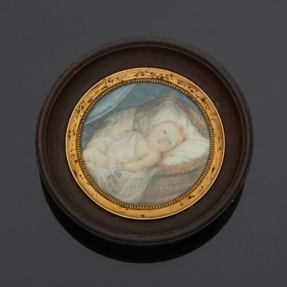 Miniature on ivory of round shape, representing...