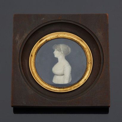Miniature sur ivoire de forme ronde, représentant...