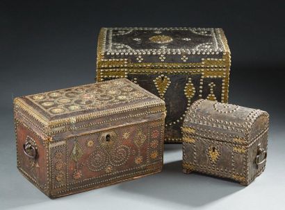null Set includes three Berber style chests adorned with studded leather. Missing...