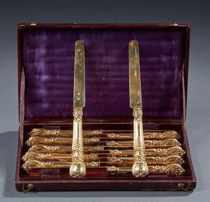 null QUEILLE and MASSAT Brothers

Twelve fruit knives, in gilt, silver 2nd title...
