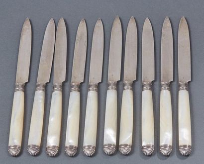 10 fruit knives with silver blades, 1st title...