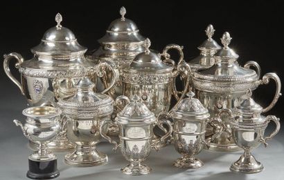 Set of ten trophies in the shape of cups...