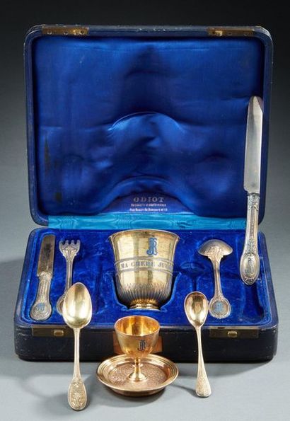 ODIOT 
Set of table in vermeil, silver 1st...