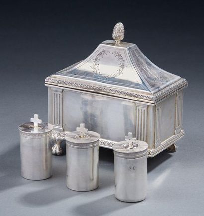 null Silver Chrismatory (box with the Holy Oils), 1st title 925‰, rectangular in...