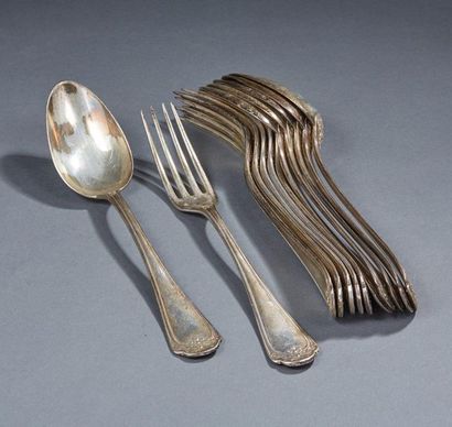 Set of six silver cutlery, 1st title 950‰...