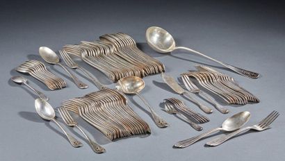 Set of silver cutlery, 1st title 925‰, baguette...
