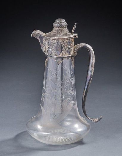 null Silver ewer, 2nd title 800‰, resting on the bottom the crystal body engraved...